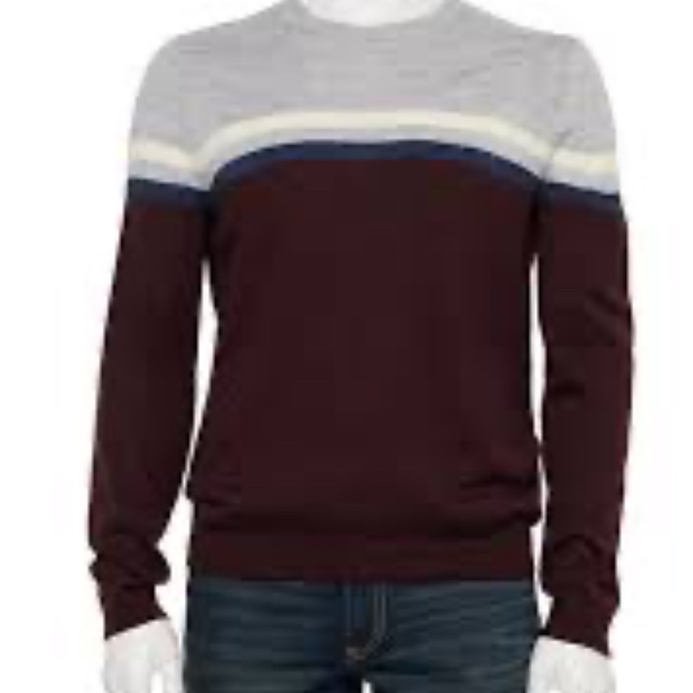 Apt. 9 Men's Gray, Blue Colorblock Pattern Crewneck Sweater SZ L